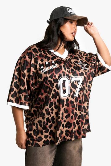 Multi Plus Leopard Oversized Football Tops