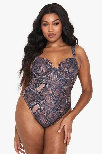 Plus Snake Print Underwire Swimsuit snake
