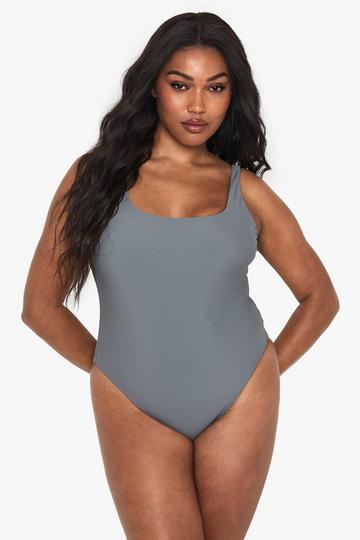 Plus Square Neck Swimsuit slate