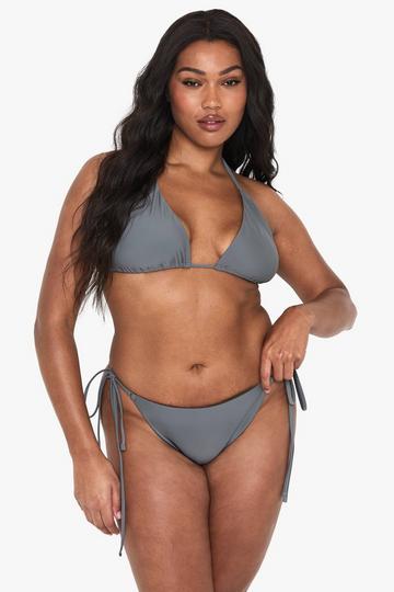 Plus Tie Side Triangle Bikini Bottoms slate