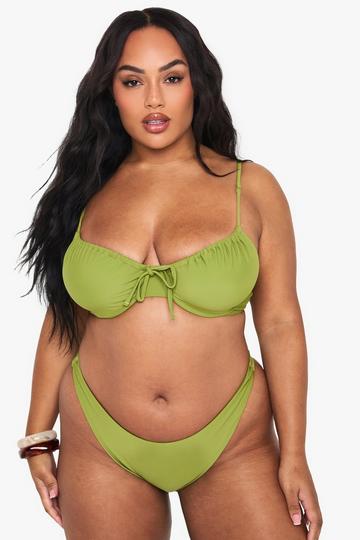 Plus Ruched Underwire Bikini Top olive