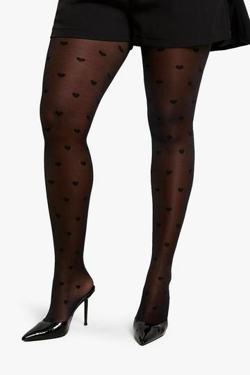 PLUS HEART PATTERN TIGHTS black