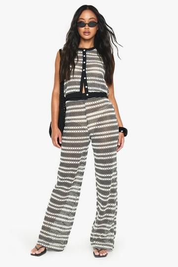 Crochet Stripe Trouser black