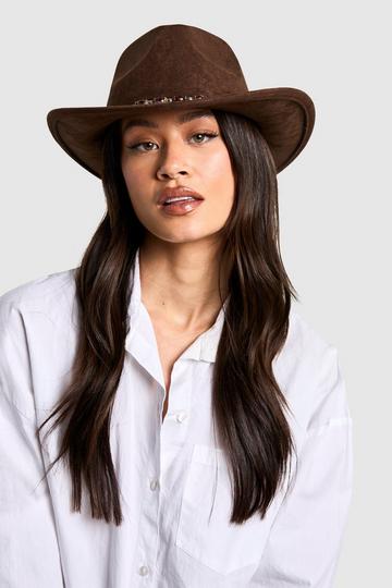 Strap Detail Western Cowboy Hat mocha