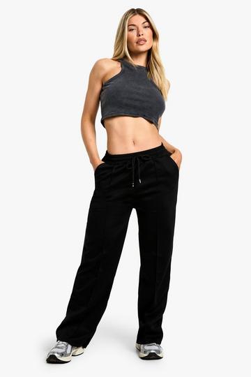 Jersey Elasticated Waistband Pin Tuck Leg Trouser black