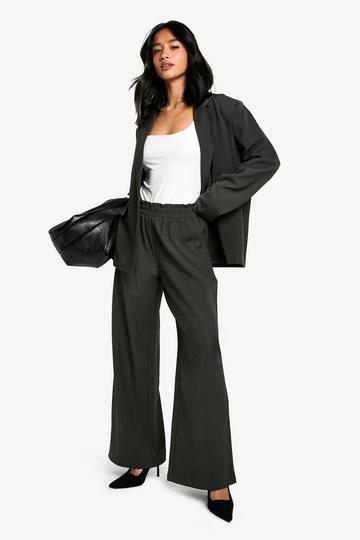 Petite 'Pull On' Elasticated Waistband Tailored Trouser charcoal