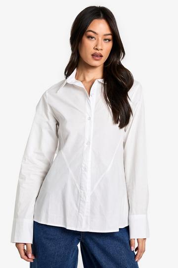 Tall Longline Cinched Waist Shirt white