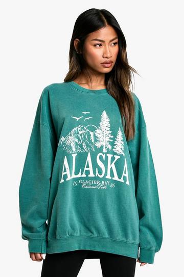 Alaska Slogan Oversized Sweatshirt forest