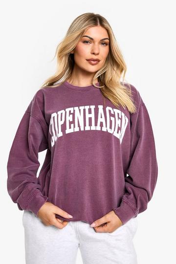 Oversized Overdye Copenhagen Trui Met Tekst burgundy