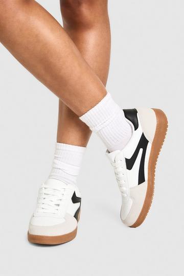 Contrasterend Gestreepte Gympen Met Rubberen Zool black