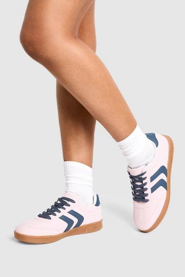 Contrast Stripe Platform Trainers pink