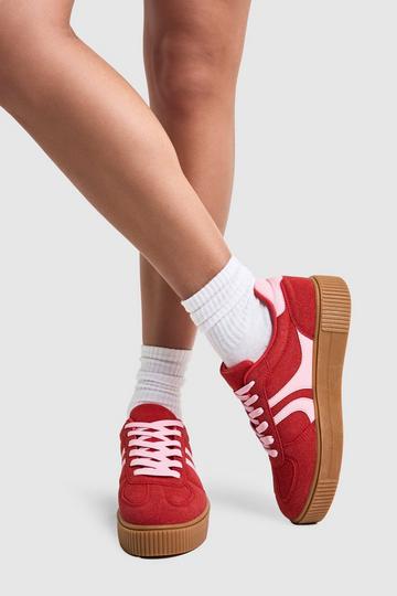 Contrast Stripe Platform Trainers red