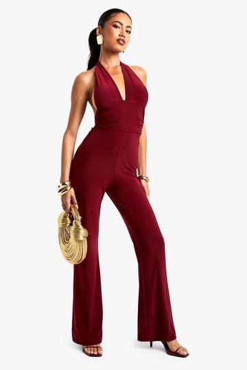 Slinky Halter Neck Jumpsuit wine