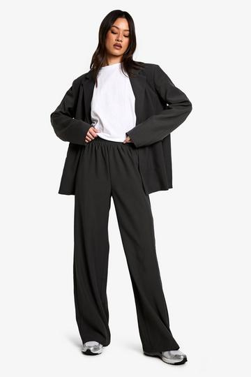 Tall Crossover Waistband Satin Wide Leg Trousers black