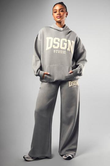 Badstoffen Dsgn Collegiate Joggingbroek Met Tekst En Rechte Pijpen slate grey