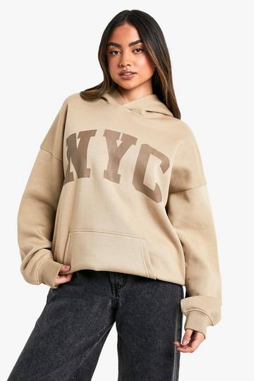 Oversized NYC Hoodie Met Tekst taupe