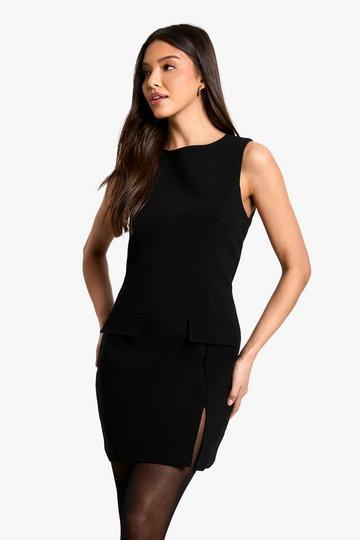 Black Tailored Shift Mini Dress