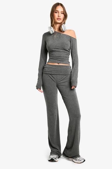 Basic Flared Mergel Broek grey marl