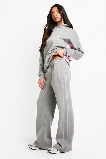 Joggingbroek Met Biezen En Rechte Pijpen light grey