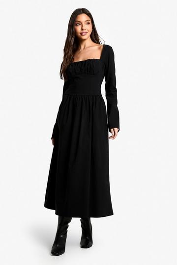 Bengaline Corset Skater Midaxi Dress black