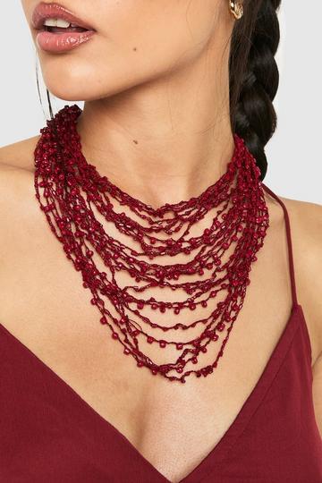 Oversized Dubbele Ketting Met Kraaltjes pink