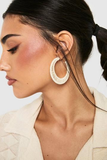 Geweven Raffia Oorbellen beige