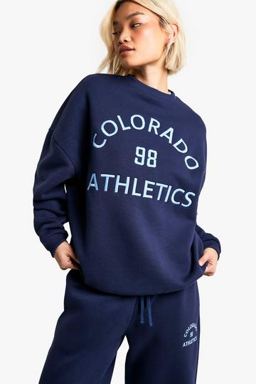 Colorado Athletics Embroidered Crew Neck Oversized Sweatshirt navy