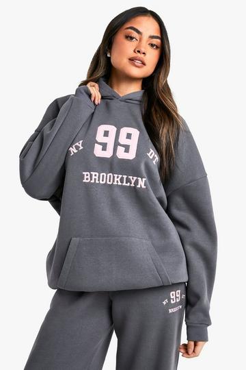 Brooklyn 99 Slogan Applique Oversized Hoodie charcoal