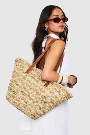 Oversized Straw Beach Bag natural