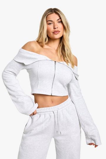 Bardot Long Sleeve Zip Through Sweatshirt ash grey