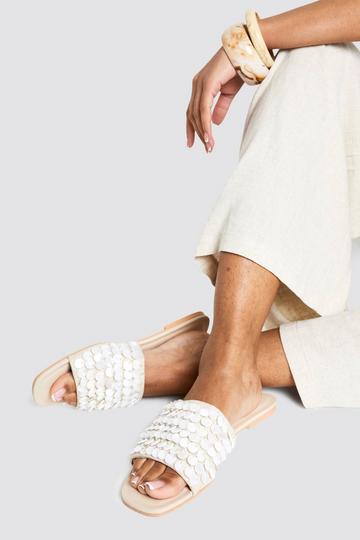 Shell Trim Detail Sandals natural