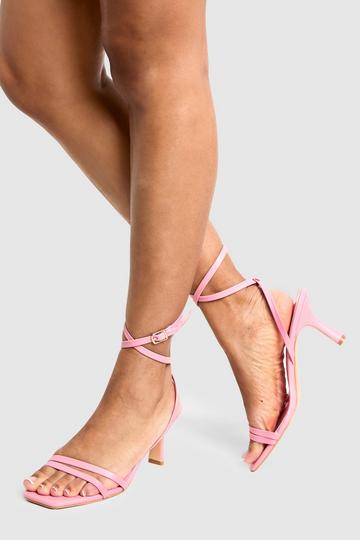 Pink Wide Fit Double Strap Mid Height Heels