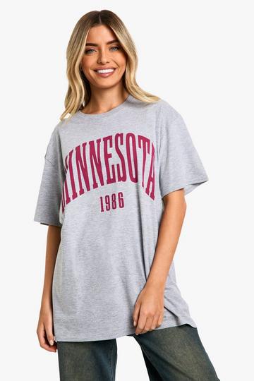 Minnesota Varsity Print Oversized T-shirt grey marl