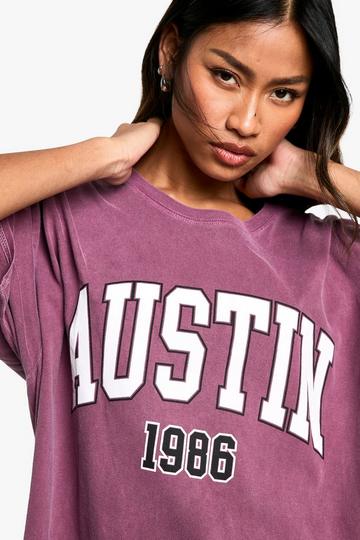 Oversized Austin Varsity T-Shirt burgundy