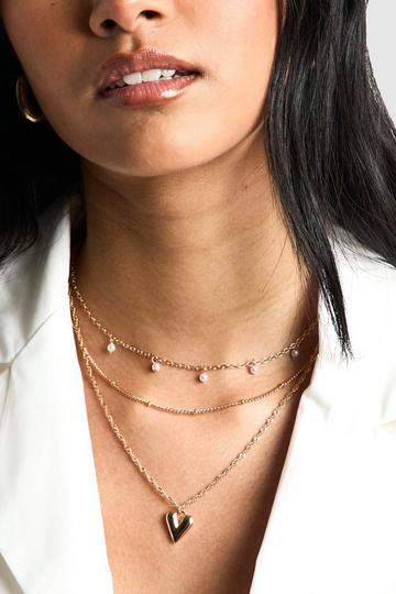 Heart Detail Layered Necklace gold