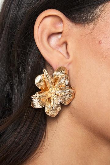 Oversized Bloemen Oorknopjes gold