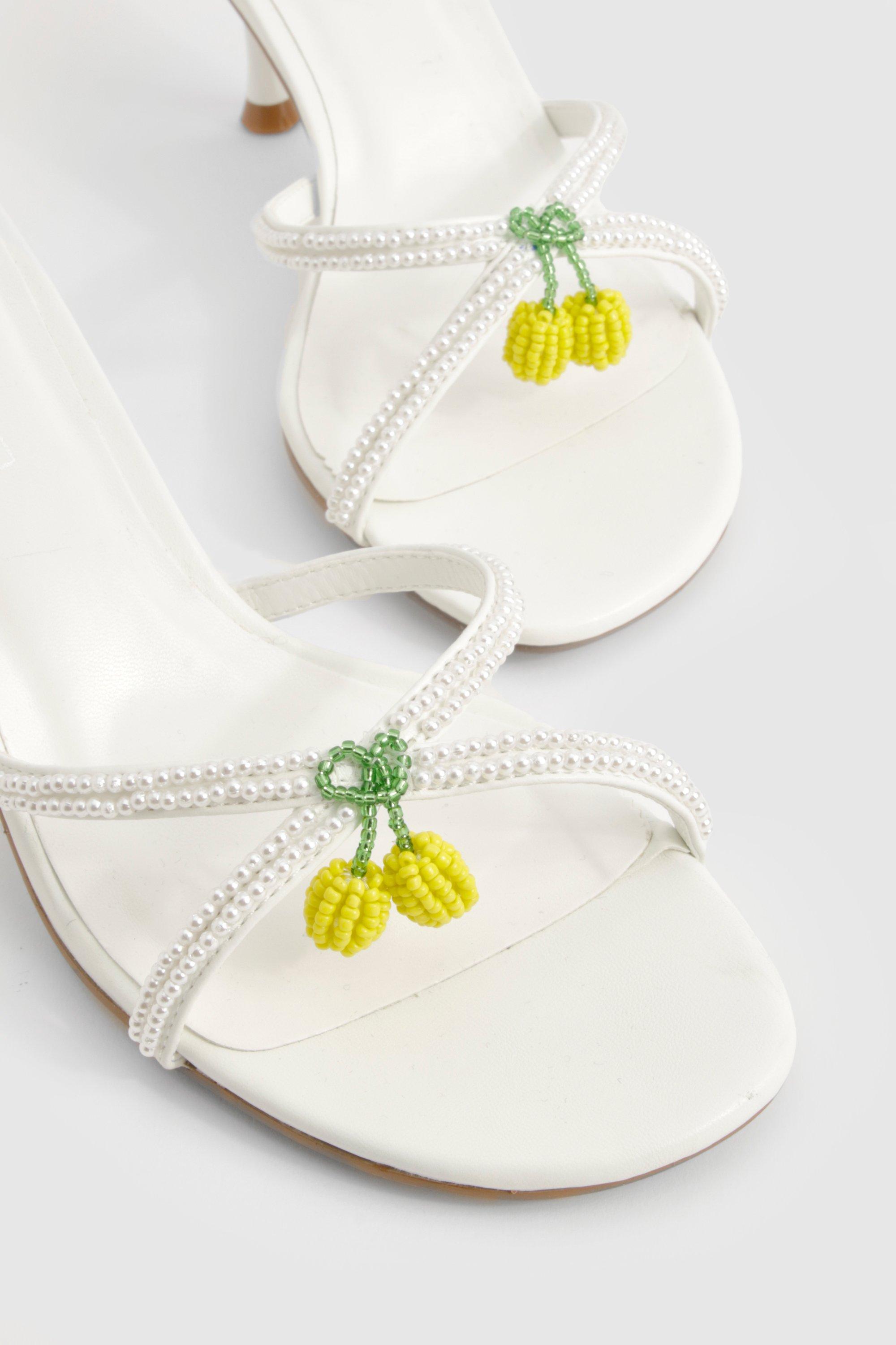 Beaded Lemon Detail Heeled Mules | boohoo USA Beaded Lemon Detail Heeled Mules | boohoo USA