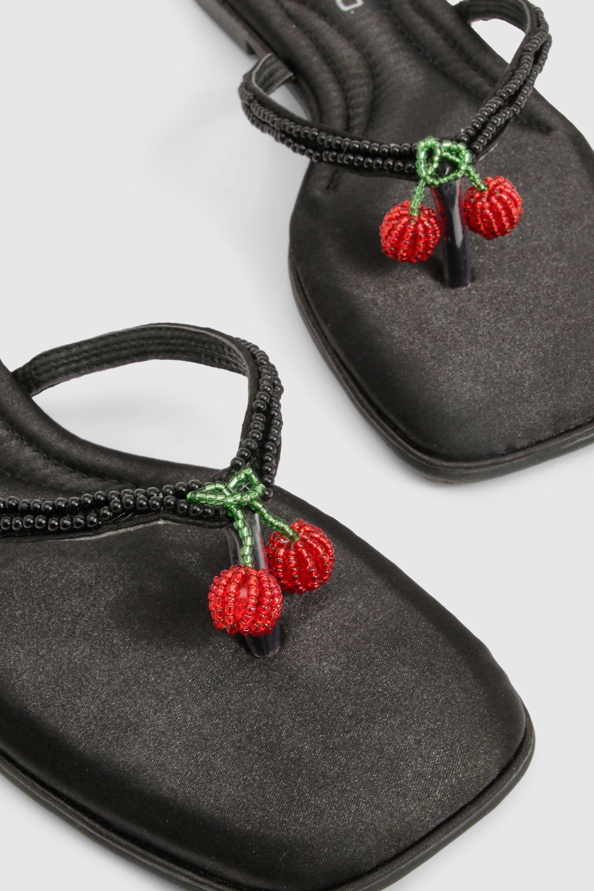 Beaded Cherry Detail Sandals | boohoo USA Beaded Cherry Detail Sandals | boohoo USA