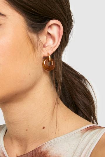 Resin Drop Hoop Earrings gold