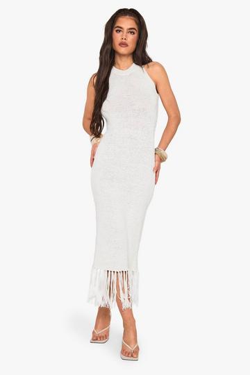 Tassel Detail Crochet Dress cream