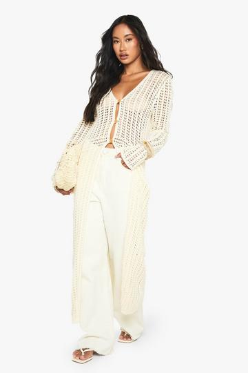 Crochet Maxi Cardigan cream