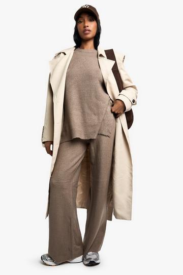 Soft Knit Jumper And Flares Knitted Co-ord taupe