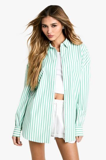 Oversized Blouse Met Krijtstrepen green