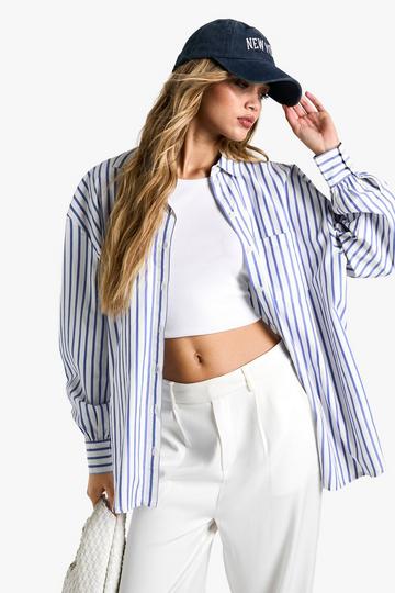 Pinstripe Oversized Shirt cobalt