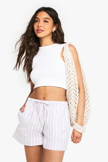 Randiga shorts med vida ben lilac