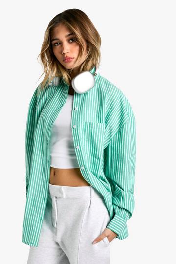 Green Pinstripe Oversized Shirt