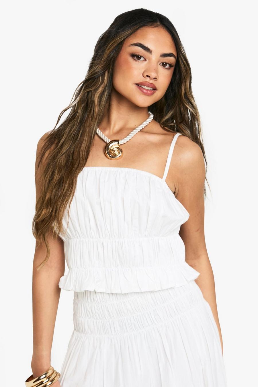 Shirred Cotton Poplin Cami Top | boohoo USA Shirred Cotton Poplin Cami Top | boohoo USA