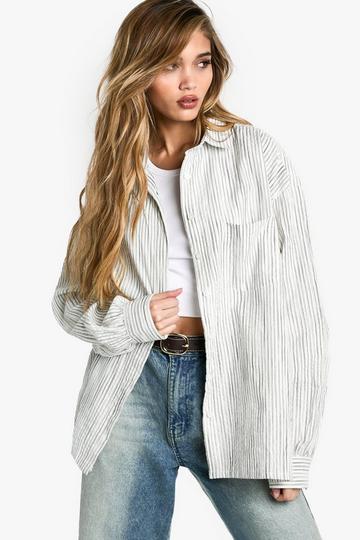 Blurred Stripe Oversized Shirt khaki