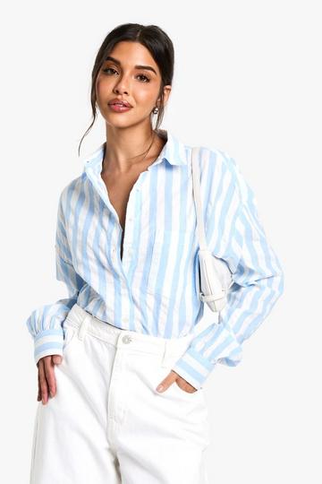 Oversized Blauwe Gestreepte Blouse blue