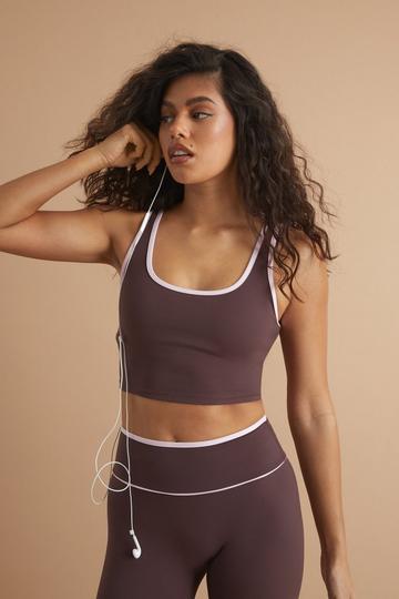 Dsgn Studio Sports Super Soft Contrast Padded Sports Bra chocolate